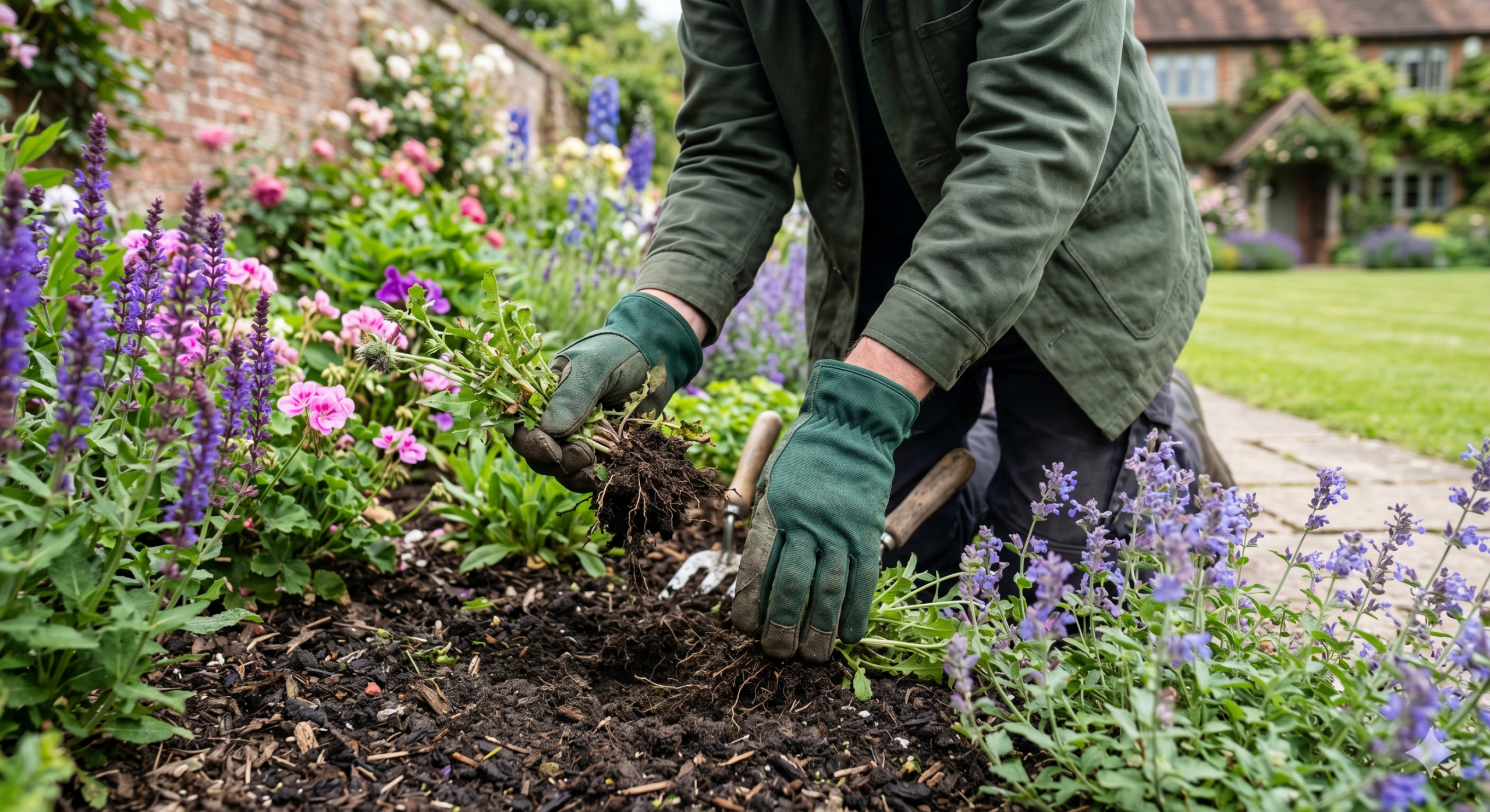 professional gardener planting flowers